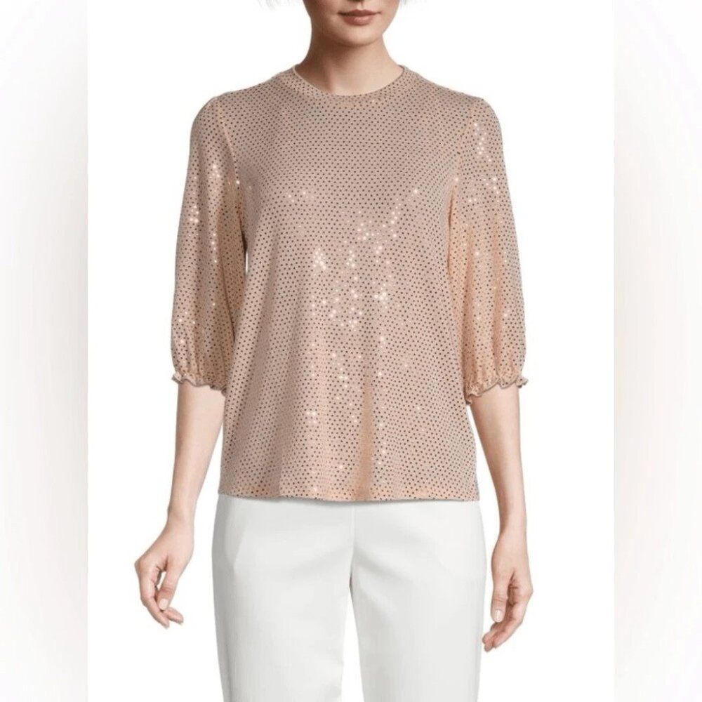 Nanette Lepore Blush Pink Sequin Top. Size S.